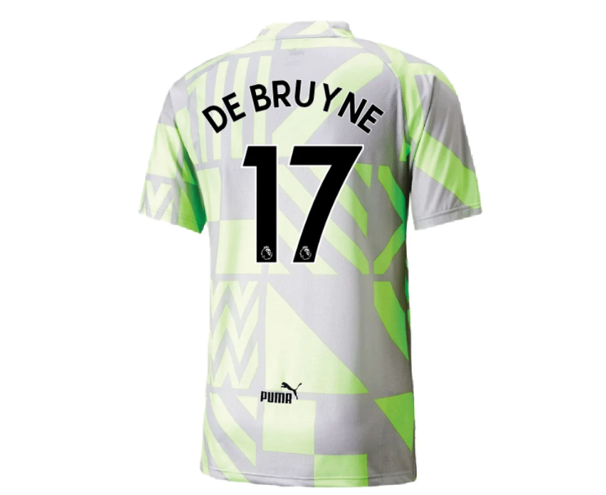 2022-2023 Man City Pre-Match Jersey (Grey Violet) (DE BRUYNE 17)