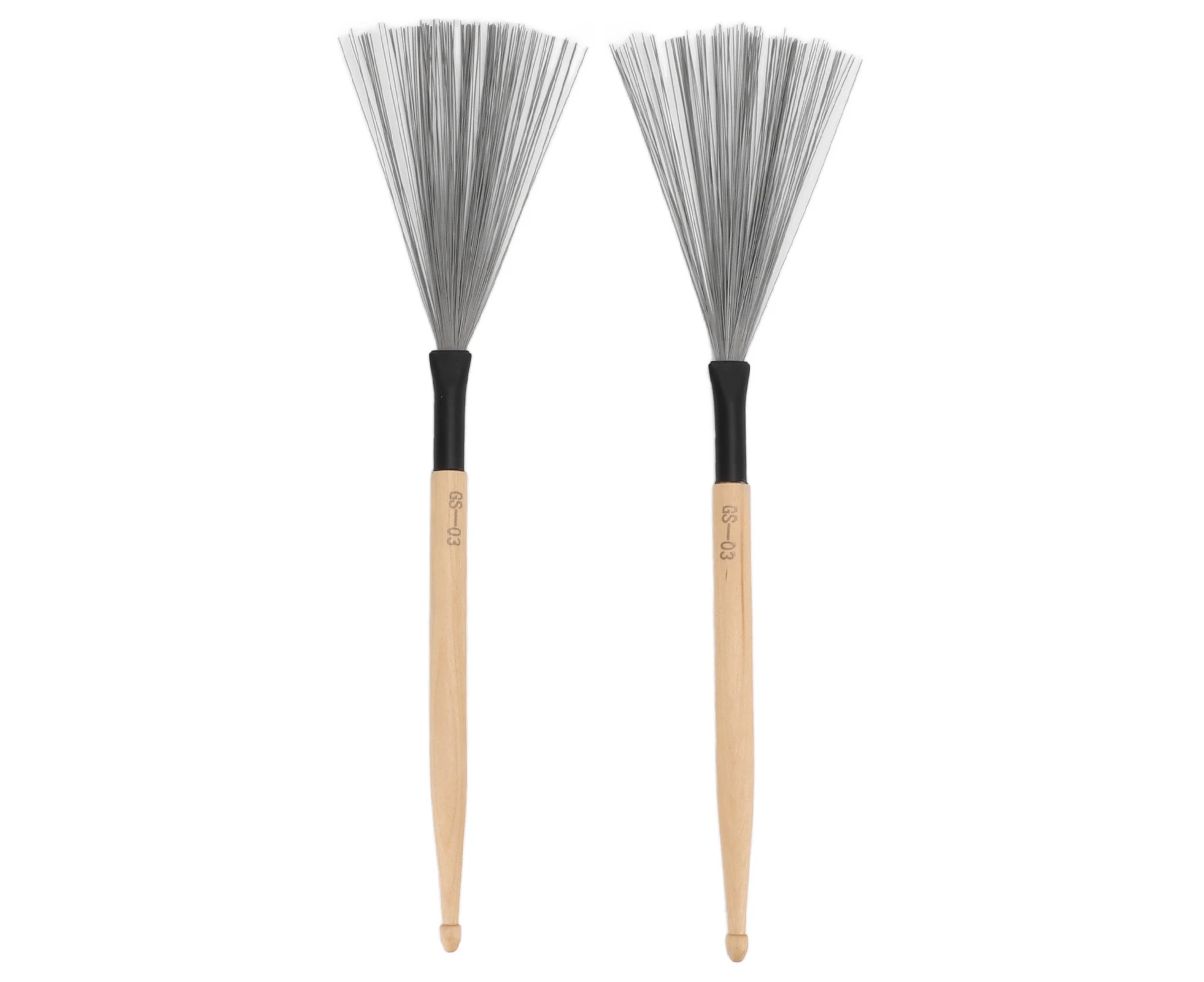 2Pcs Drum Brush Double Headed Dual Purpose Maple Drumstick Rubber Steel Wire Portable Percussion Brush For Band Wood