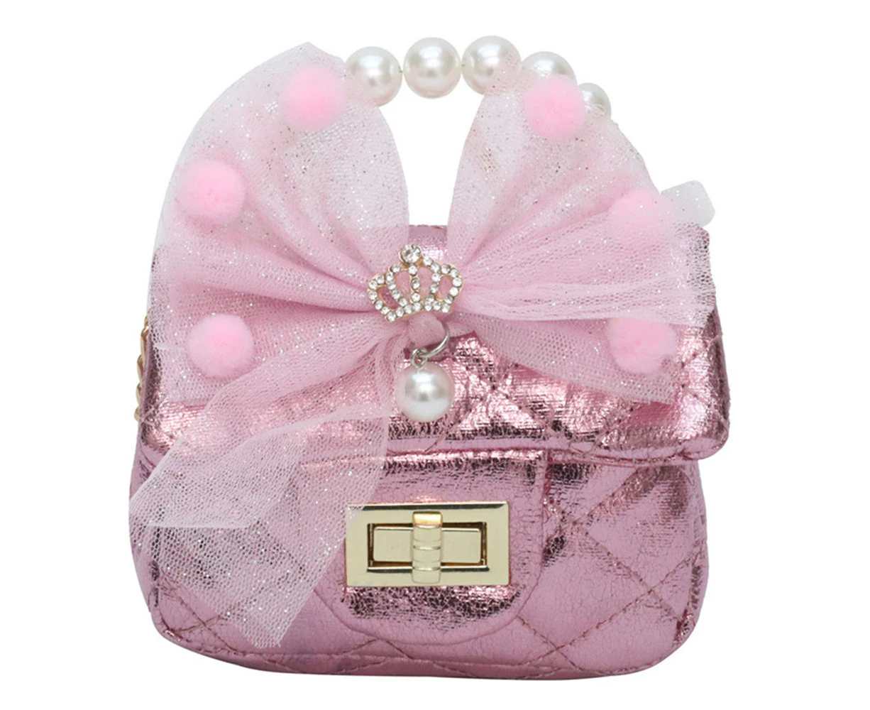 Korean Style Kids Mini Pures and Bags Cute Girls Bow Crossbody Bag Baby Small Party Pearl Hand Bags Tote Toddler Coin Pouch