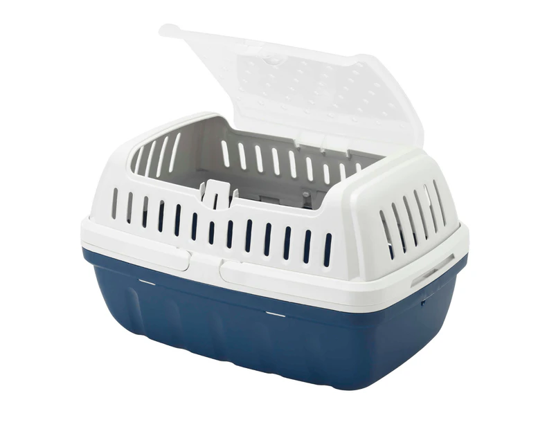 Moderna Hipster Pet Carrier, Top Opening Travel Crate, Blue Berry