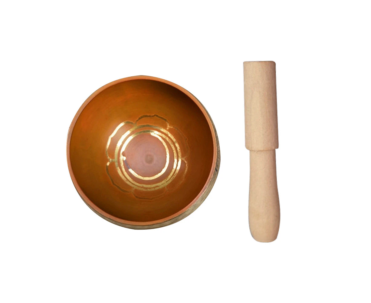 Tibetan Singing Bowl Set Yoga And Meditation Sound Healing With Wooden Striker-Orange