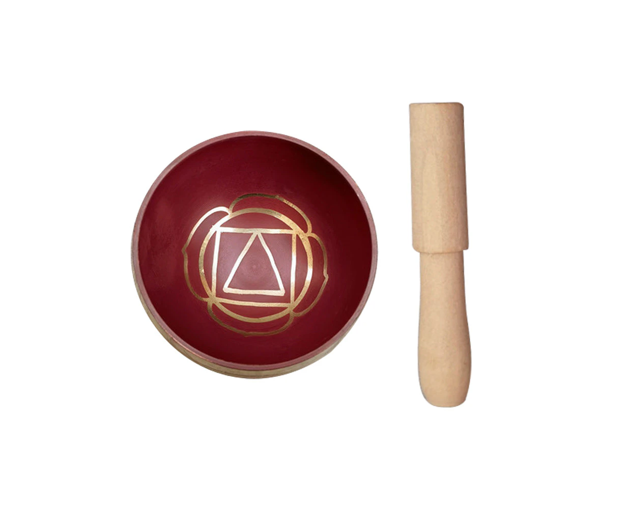 Tibetan Singing Bowl Set Yoga And Meditation Sound Healing With Wooden Striker-Red