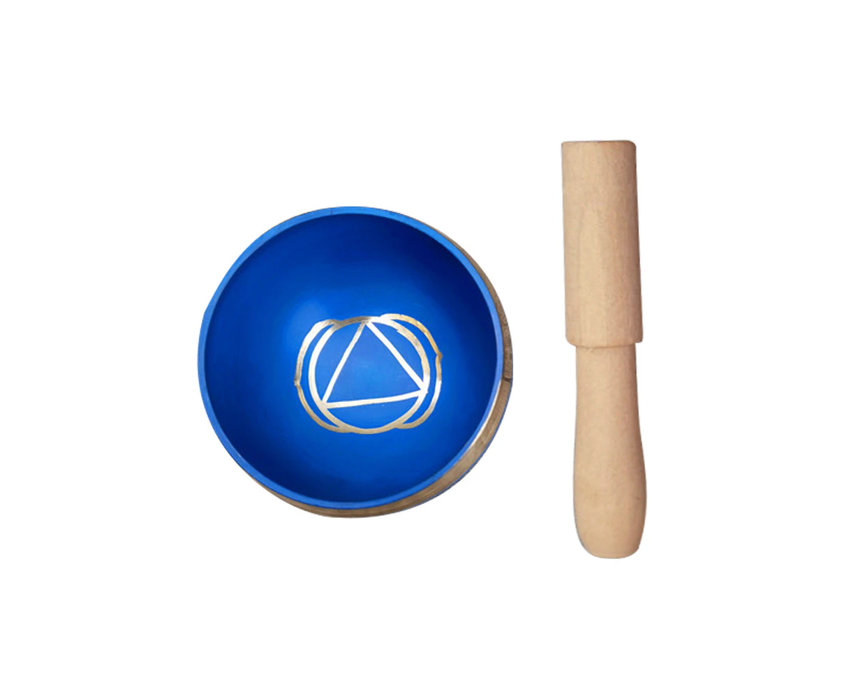 Tibetan Singing Bowl Set Yoga And Meditation Sound Healing With Wooden Striker-Dark Blue