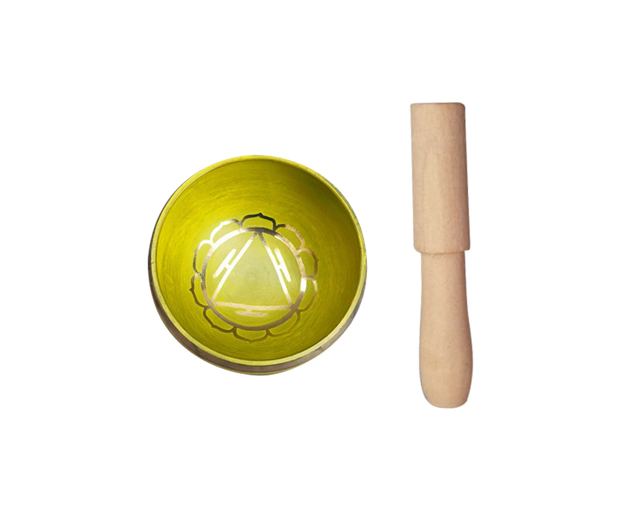 Tibetan Singing Bowl Set Yoga And Meditation Sound Healing With Wooden Striker-Yellow