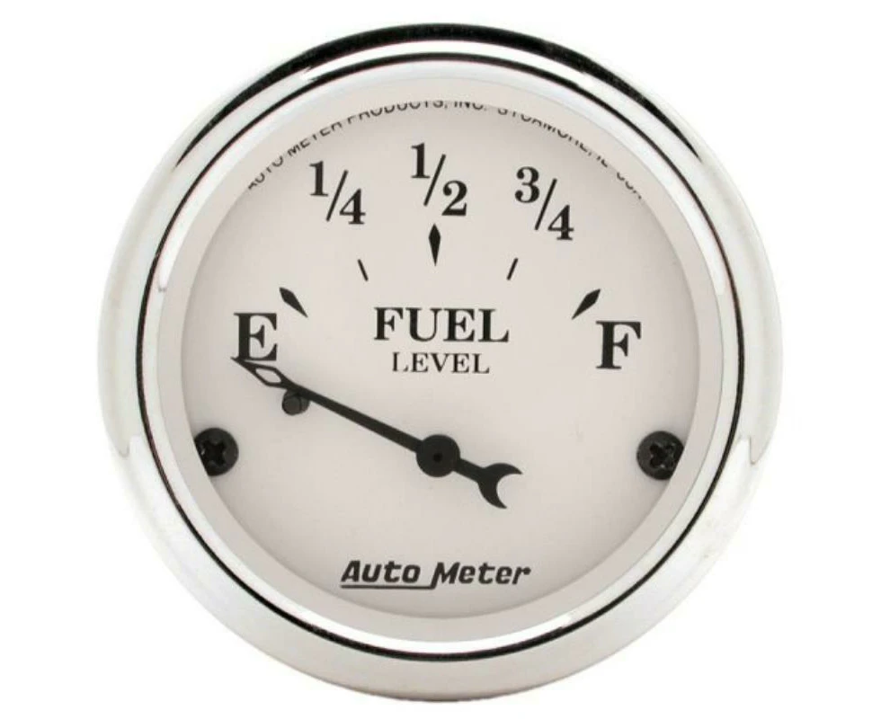 Auto Meter Old Tyme White Series Fuel Level Gauge 2-1/16" GM 0 ohm-90 ohm AU1604