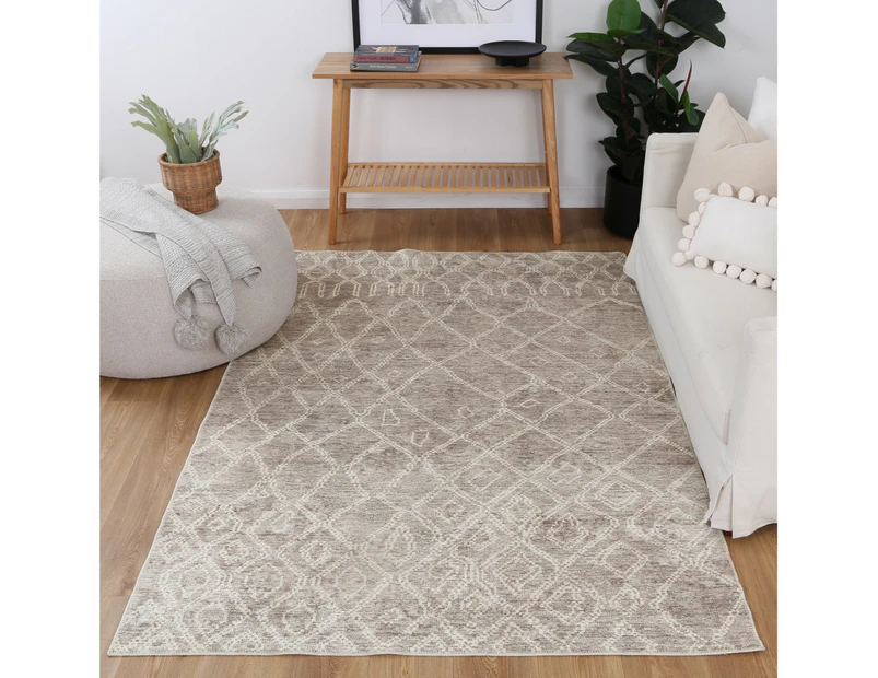 The Rug Collective - Nordic Nahla Beige Machine Washable Area Rug - Pet & Kid Friendly