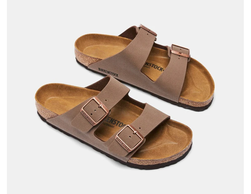 Mens Birkenstock Arizona Birko-Flor Birkibuc Mocha Slip On Sandals