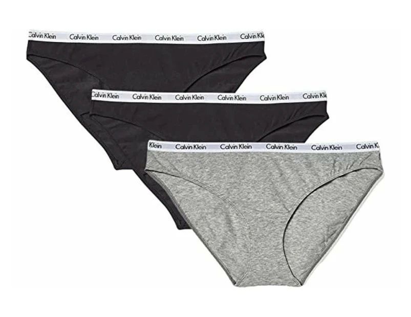 Calvin Klein Womens Carousel Logo Cotton Bikini Style Underwear 3 Pack - Black/Black/Grey