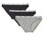 Calvin Klein Womens Carousel Logo Cotton Bikini Style Underwear 3 Pack - Black/Black/Grey