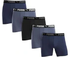 PUMA Mens Boxer Brief Performance Sport Luxe Underwear, 5-Pack - Blue/Black/Grey