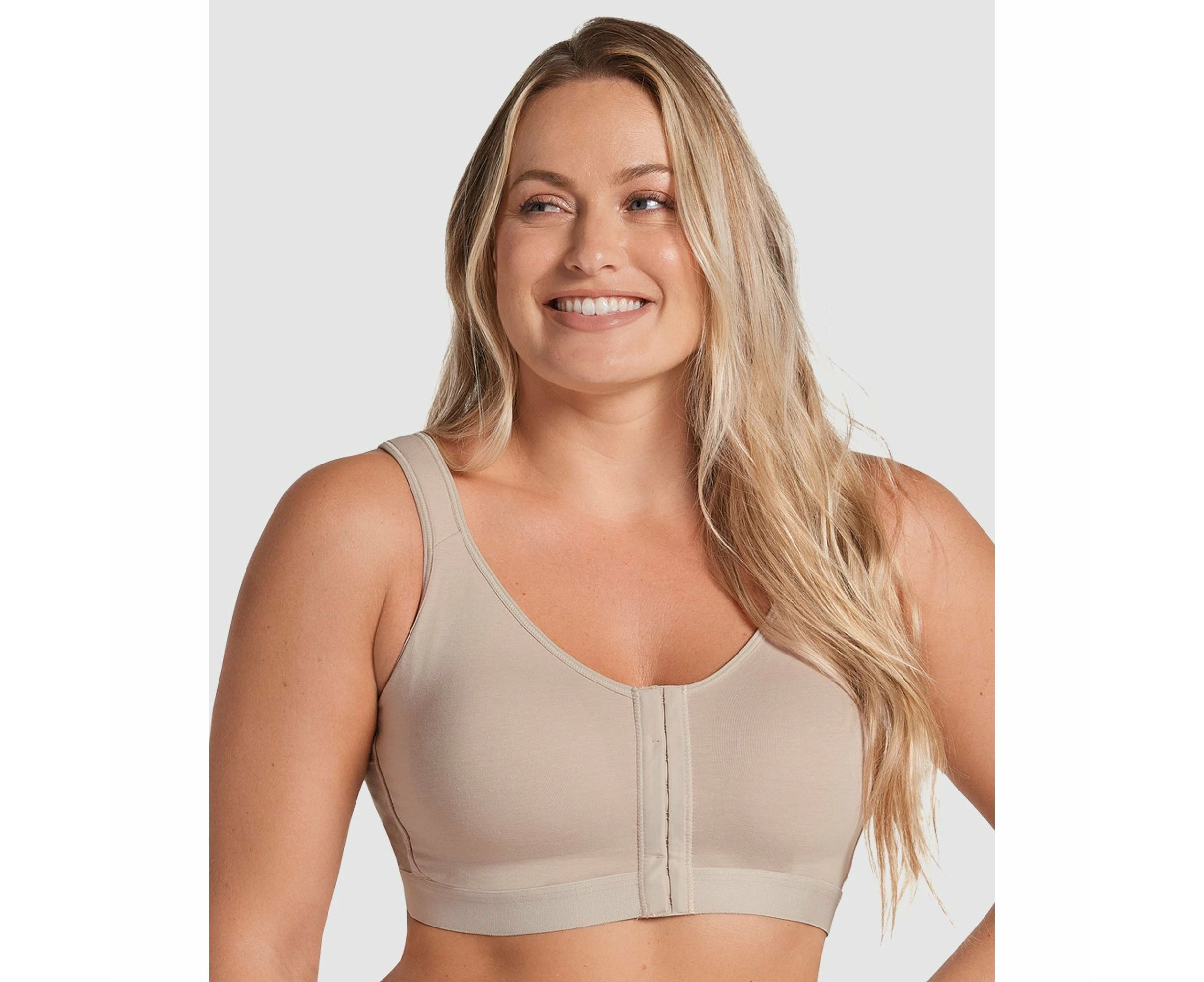 Leonisa All-in-One Cotton Posture Corrector Wireless Front Open Bra - Nude