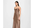 Bias Cut Satin Slip Midi Dress - Lily Loves