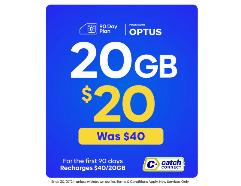 Catch Connect 90 Day Mobile Plan - 20GB