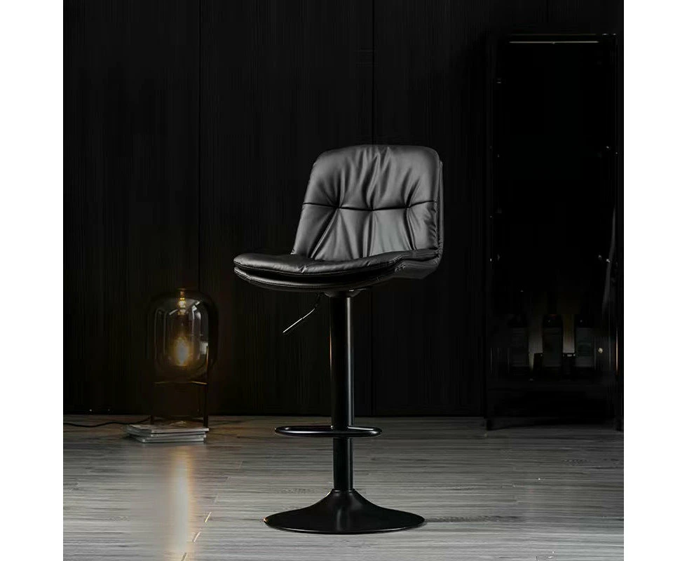 2 Pcs Bar Stools Kitchen Bar Stool Leather Barstools Swivel Gas Lift Counter Chairs BS8406 Black