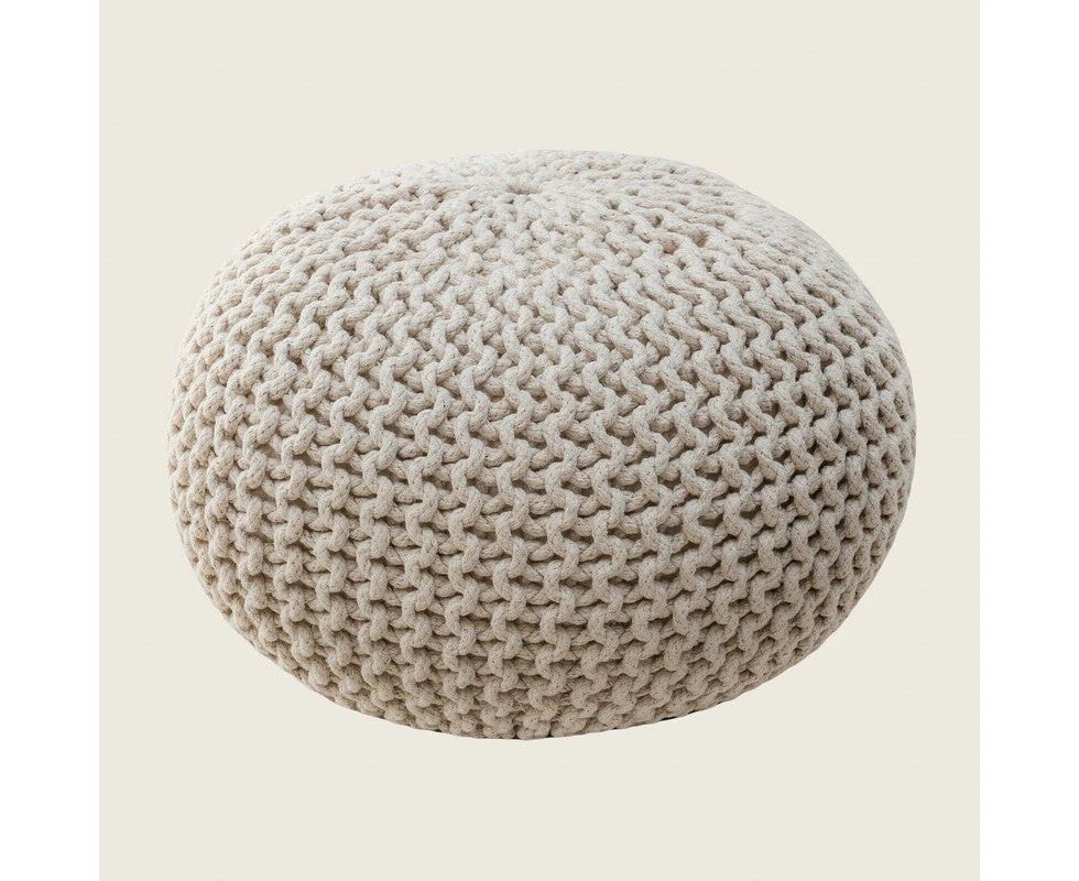 Braided Ottoman Pouffe Footstool Hand Knitted (Natural)