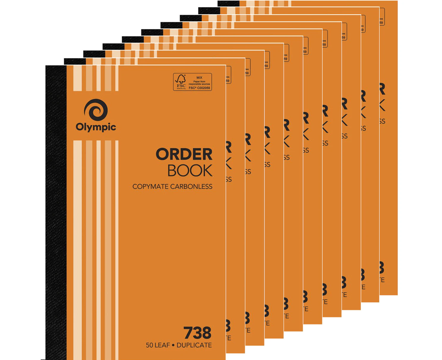 10 Pack Olympic 738 Duplicate Order Book Carbonless 50 Leaf Bulk