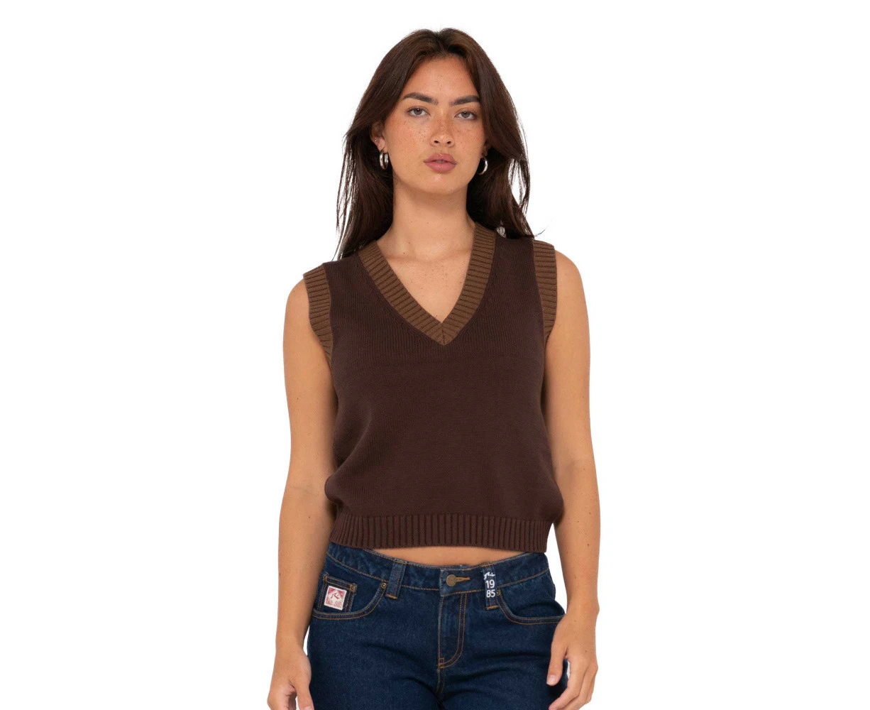 Rusty Nero Sleeveless Knit Vest Womens in Tuscan Brown