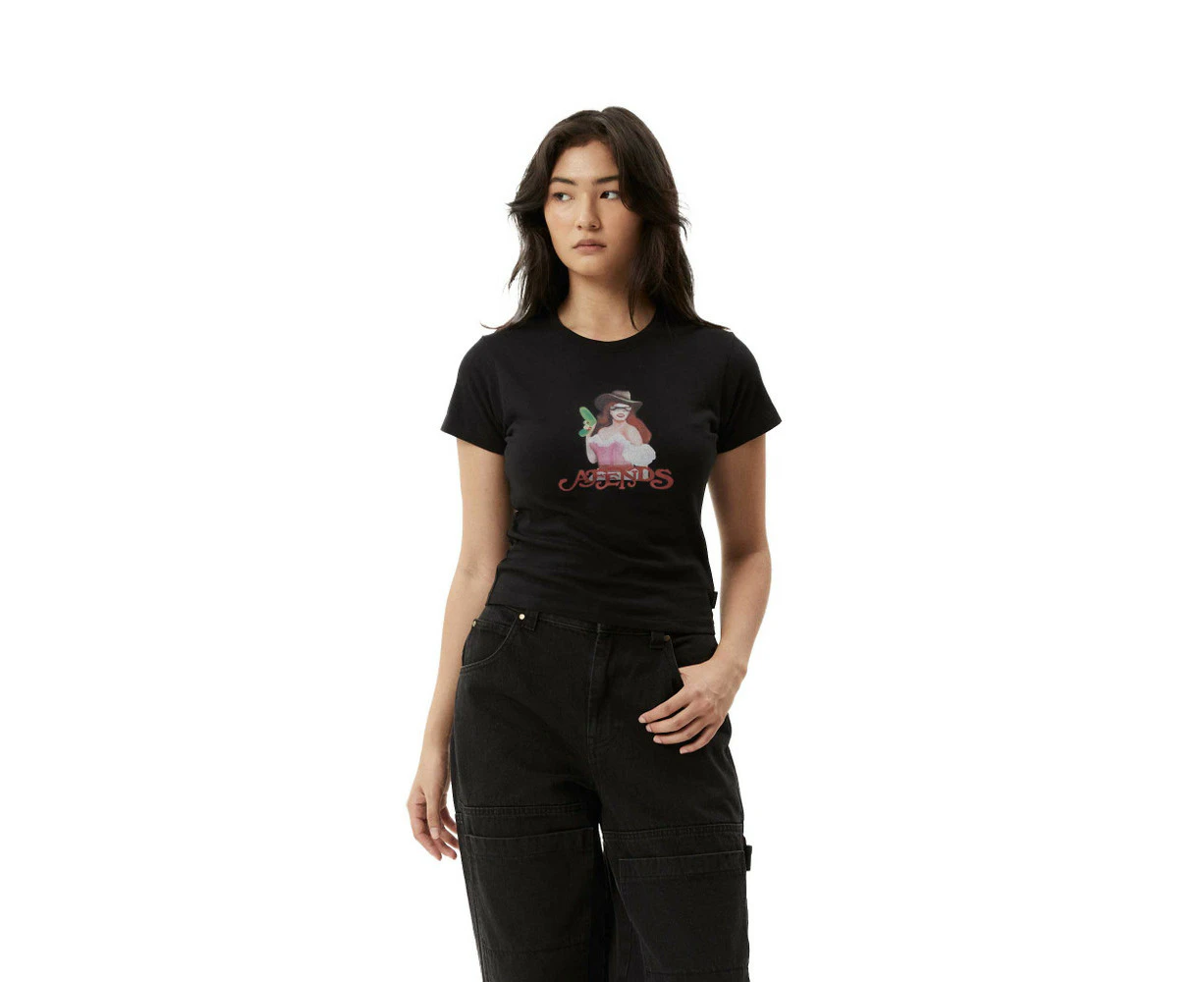 Afends Worlds Above Baby Tee Womens in Black