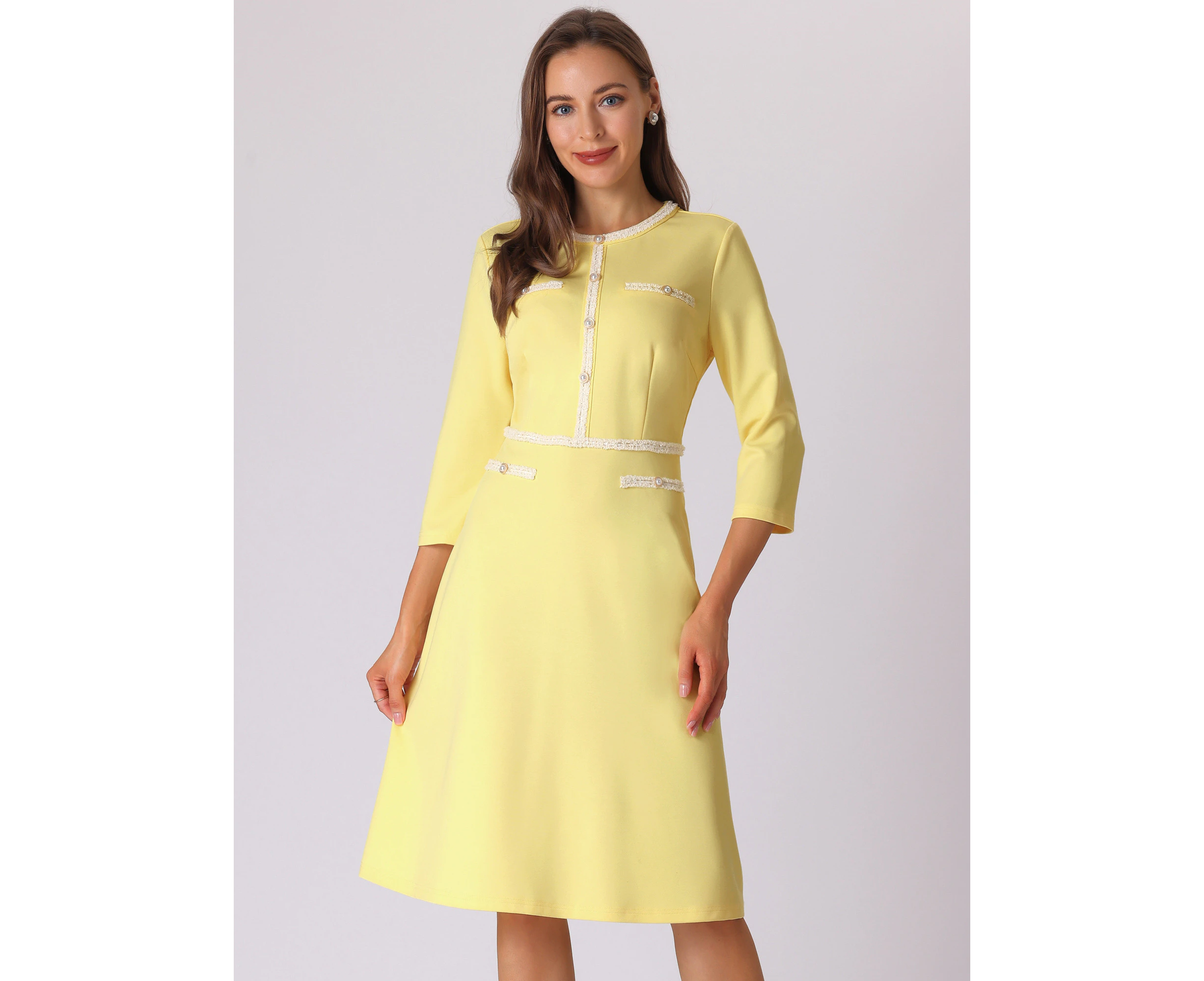 Hobemty 3/4 Sleeve A-Line Elegant Dress