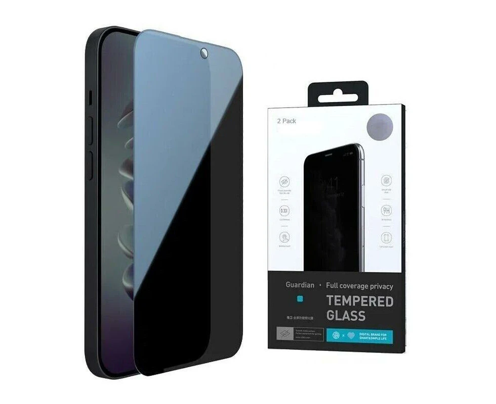 2 PCS iPhone 13 / 13 Pro Privacy Tempered Glass Screen Protector Flim Case Friendly 9H Hardness for Apple (2023) - Anti-Spy