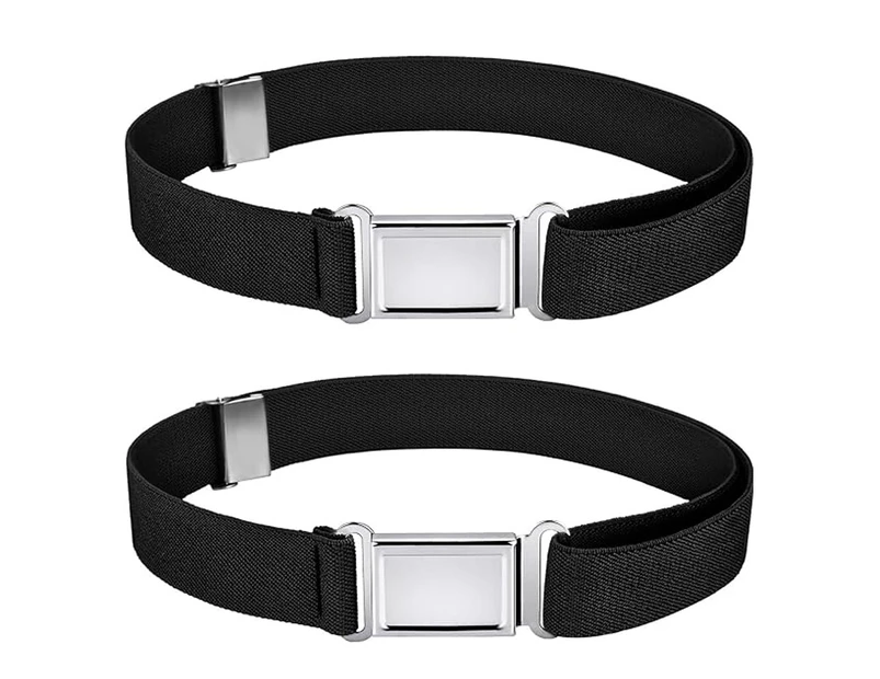 2PCS Kids Belt Adjustable Elastic Belt for Boys Daily Use Girls-Black