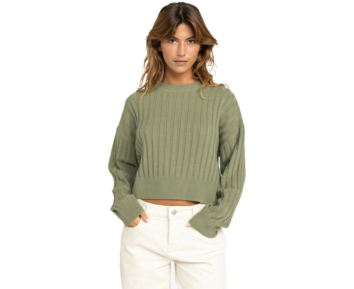 Roxy Exploring Diary Sweater Womens in Oil Green