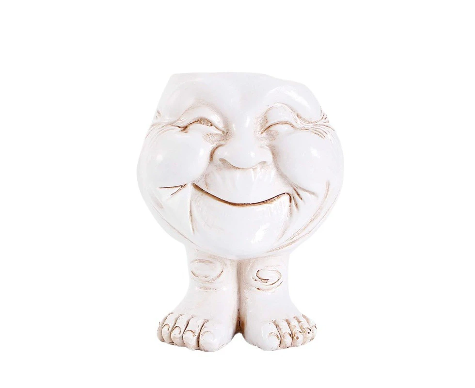 Cutebean Muggly's Homestyle Granny 12" Face Planter Antique White Garden Statue