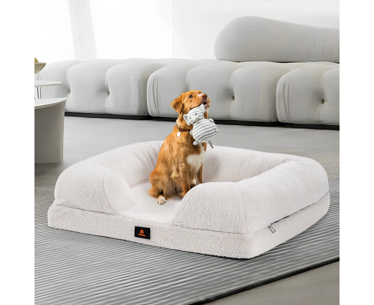 Petzly Memory Foam Dog Bed Pet Sofa Calming Bed Washable Removable White XX