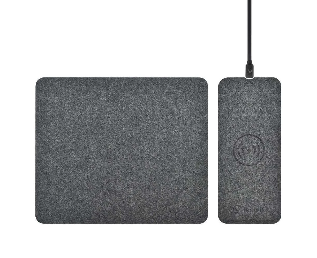 Bonelk Split Qi Wireless Charging Mouse Mat 37cm For iPhone 15/Samsung S24 Grey