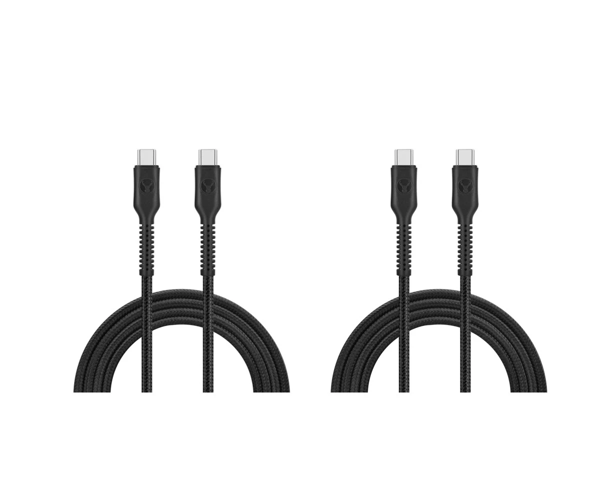 2x Bonelk Long-Life 1.2m/60W Easy Grip USB-C Cable For iPhone 15 Black