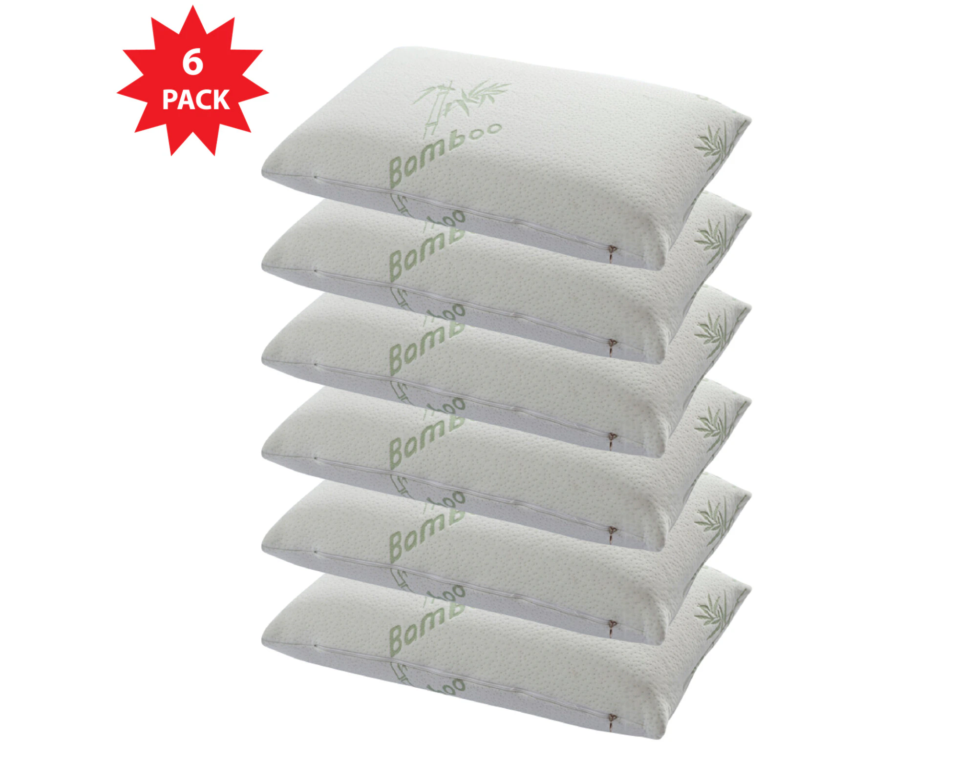 Vistara Bamboo Pillow Shredded Memory foam Size 65cm x 45cm - 6 Pack