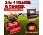 2-In-1 Portable Butane Gas Heater Cooker Camping Tent Outdoor Hiking Camper Traveling Picnic Survival Hiking Warmer Camping Emergency Red