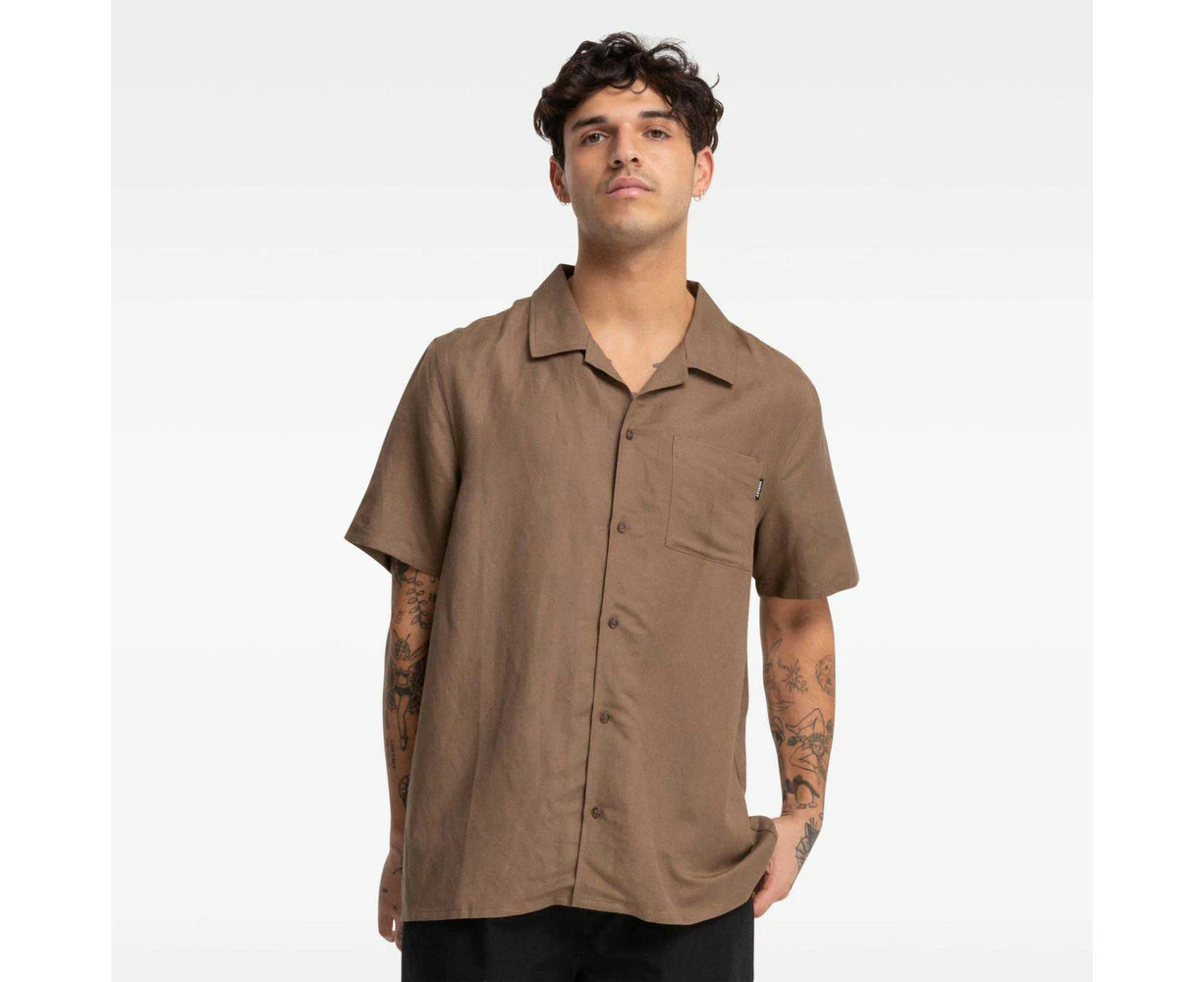 Hurley Camp Short Sleeve Shirt Mens in Coca Mocha