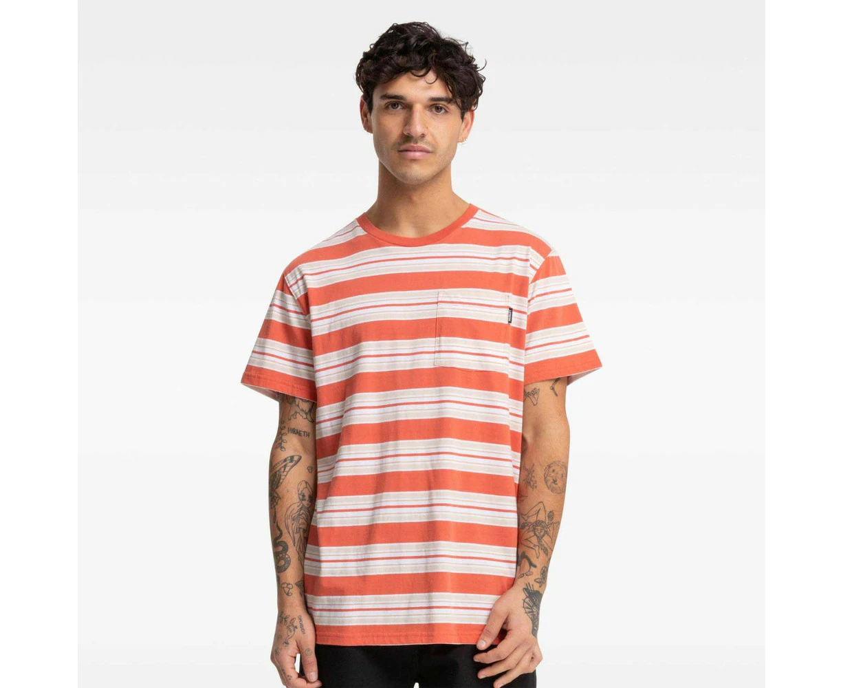 Hurley Noah Stripe Tee Mens in Burnt Sienna