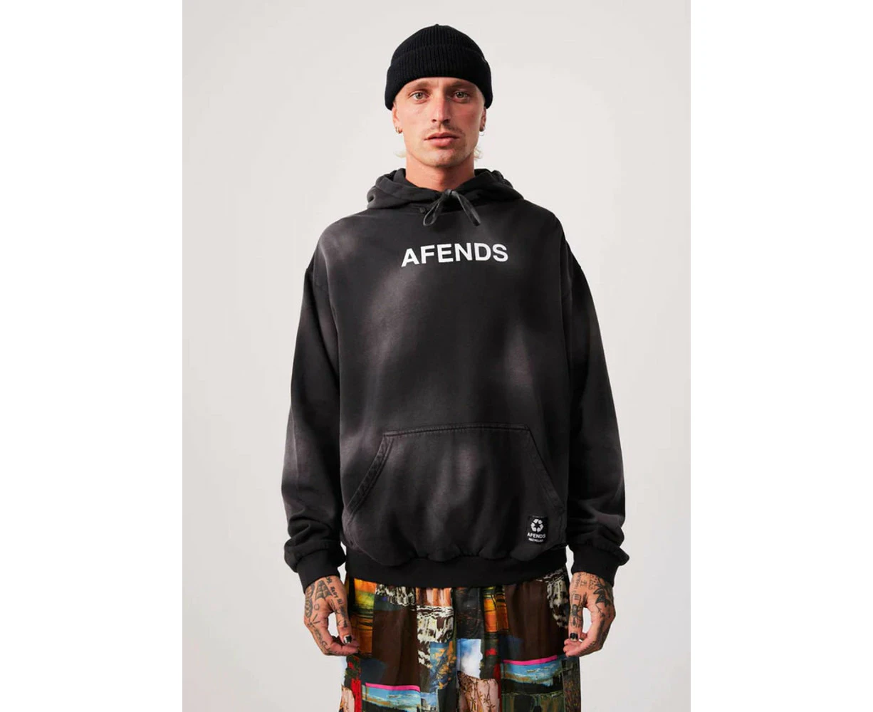 Afends Millions Recycled Hoodie Mens in Worn Black