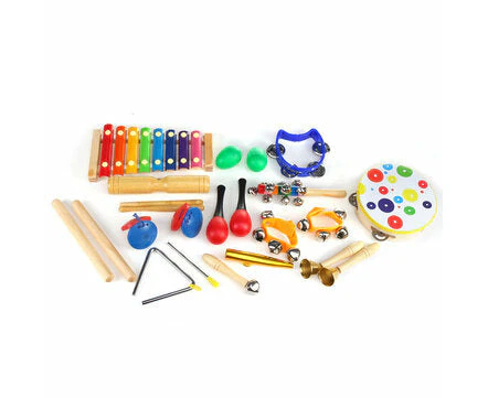 19 Pieces Set Orff Musical Instruments Toy Percussions Kit for Kids Music Learning/KTV Party Playing