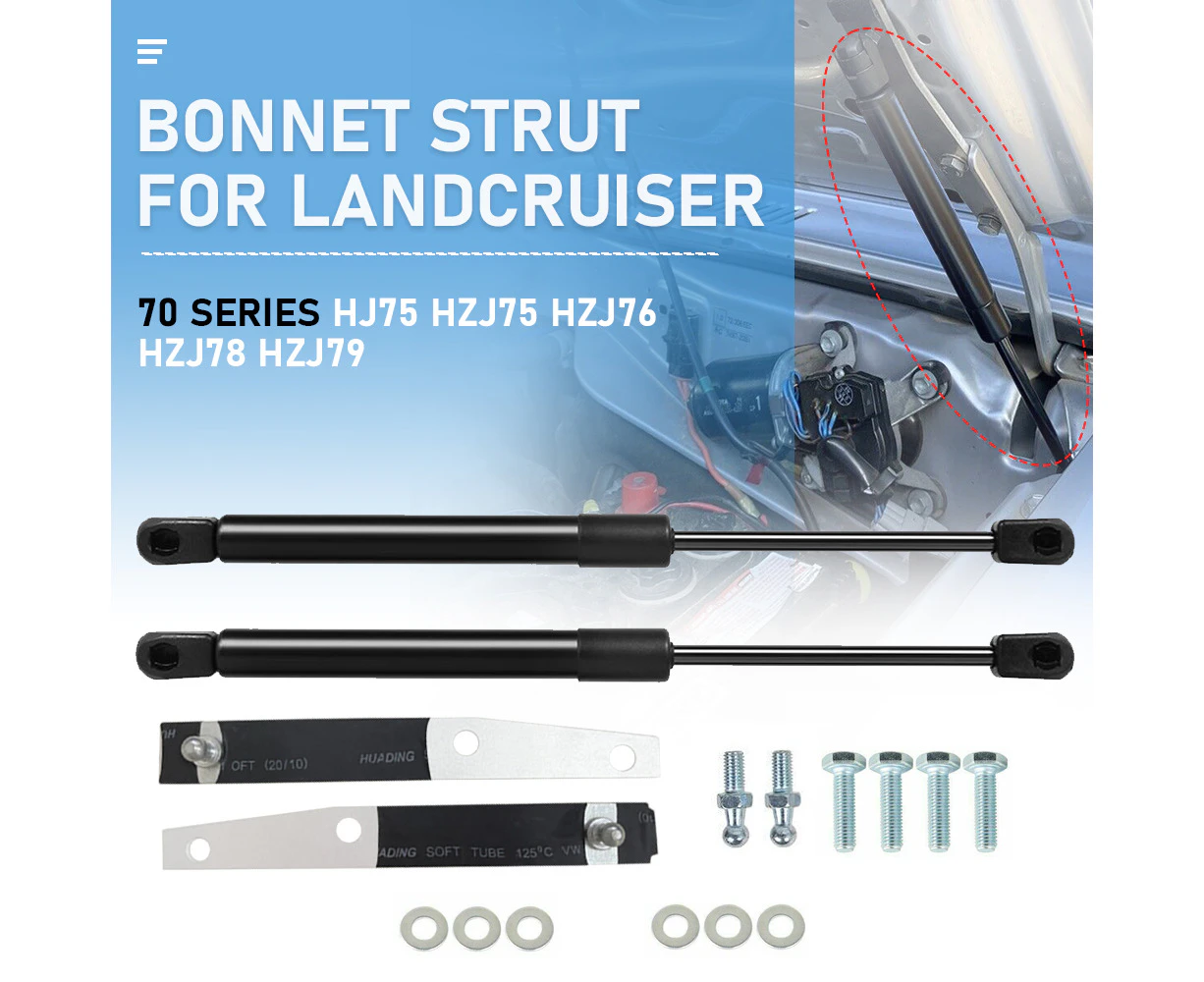 Bolt In Bonnet Strut Kit for Landcruiser 70 series Hj75 Hzj75 Hzj79 Vdj79 Hdj79