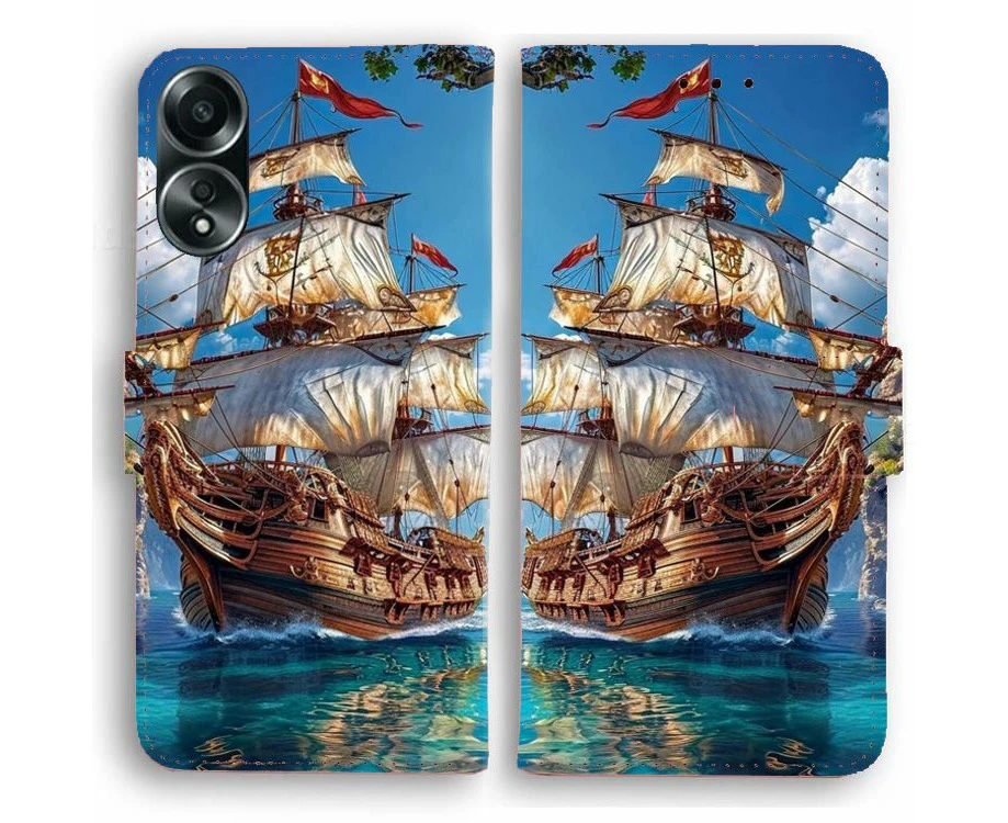 Phone Cover for OPPO Phone A / R / AX / Reno / Find Series - Pirate Ship Print Design For OPPO A58 4G