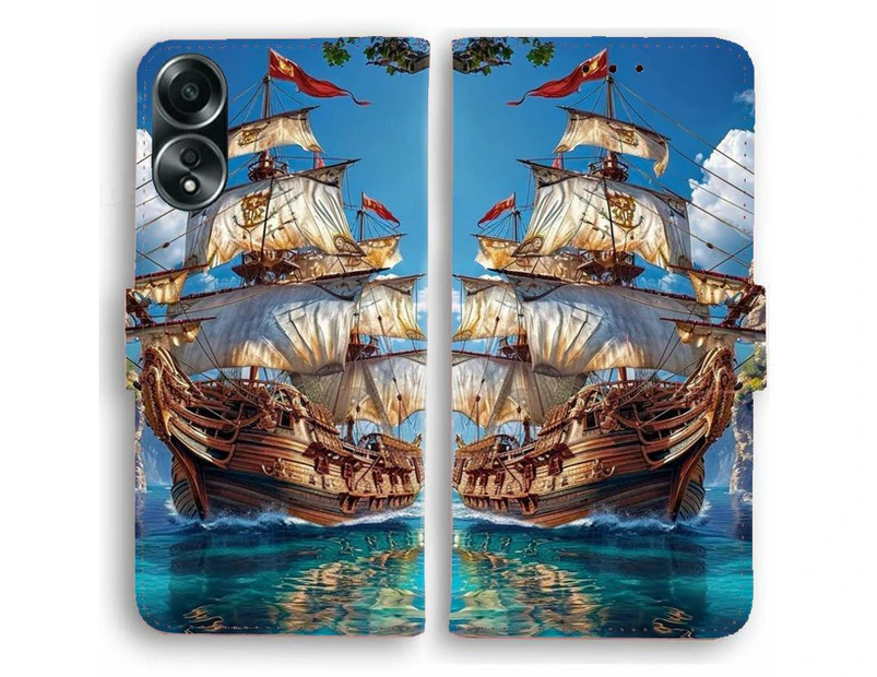 Phone Cover for OPPO Phone A / R / AX / Reno / Find Series - Pirate Ship Print Design For OPPO A58 4G