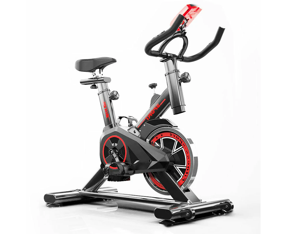 Fitness Spin Bike Exercise-Stationary Indoor Cycling Bike LED Display Workout Adjustable Flywheel Cycling Silent Belt Drive-100kg/220lbs Weight Capacity