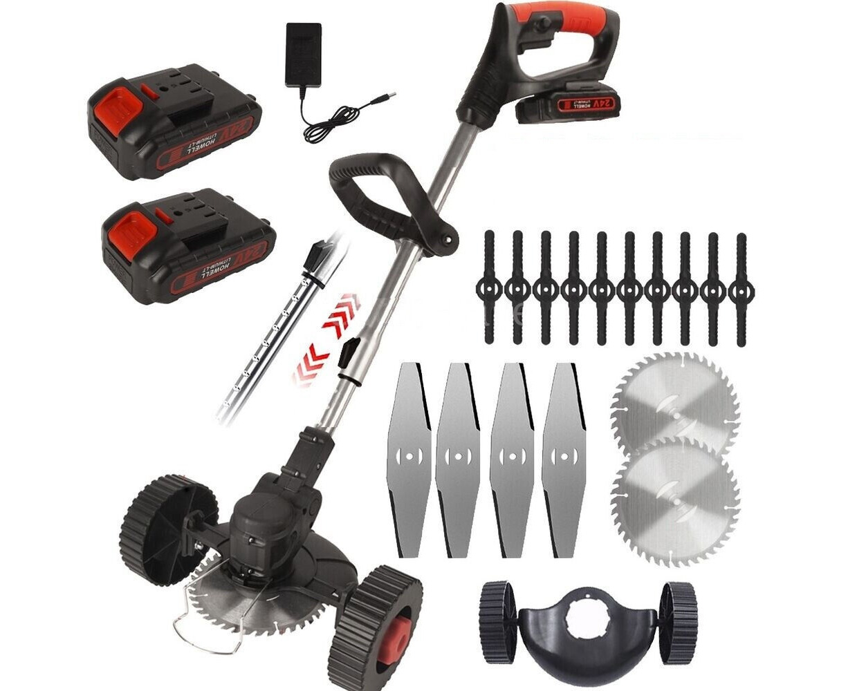 Cordless Grass Lawn Trimmer Edge Brush Cutter Whipper Snipper 2 Battery with Wheel Catch