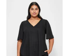 Target Plus Size Linen Blend V-Neck Top