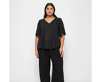 Target Plus Size Linen Blend V-Neck Top