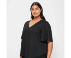 Target Plus Size Linen Blend V-Neck Top