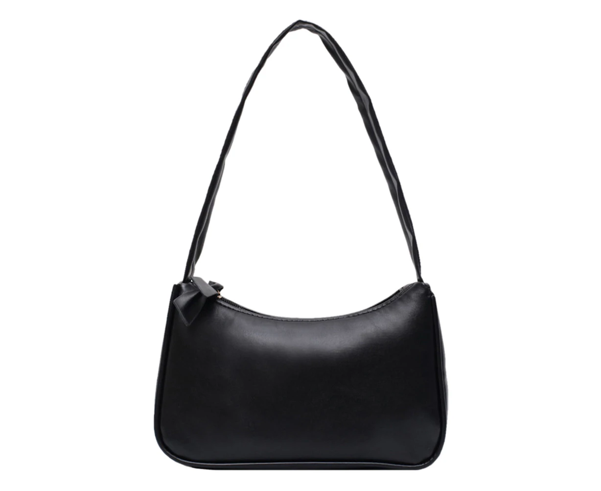 Women's Vintage Bow Underarm Shoulder Bag - Black