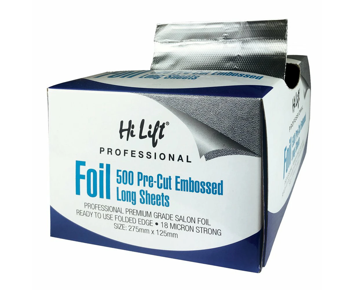 Hi Lift Aluminium Hair Colouring Foil 500 Pre Cut Pop Up Long 18 Micron Silver