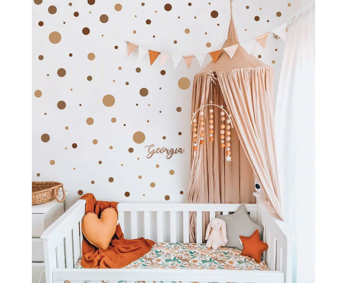 Brown Boho Polka Dots Removable Wall Stickers