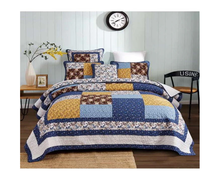 Patchwork Bed Quilt Sycamore Coverlet King Size 245x265cm