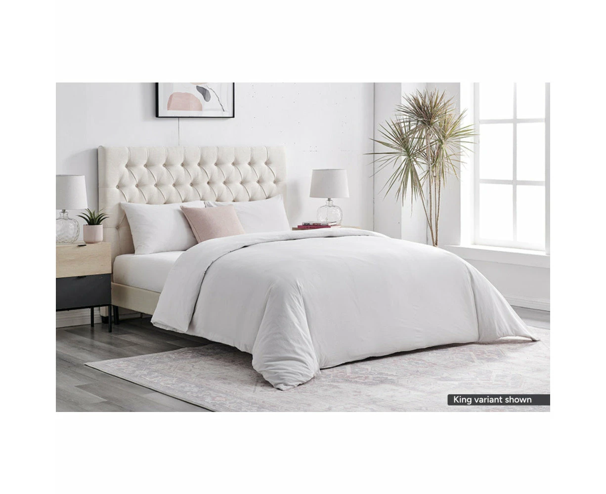 Sydney Stonewash Quilt Cover Set Light Grey - Queen