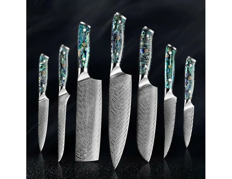 7 Pcs Super Quality Japanese Damascus Steel Chef Kitchen Knife Set